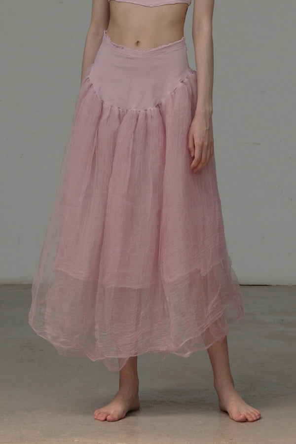 Marc Le Bihan Silk Skirt Six-layer Gauze 25930 Series French Hand-dyed MLB-25930-FENHONG Pink PINK